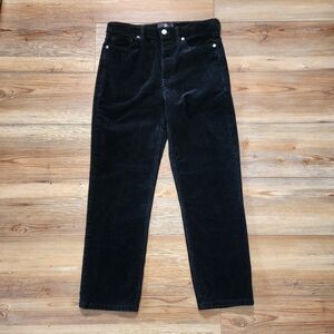 Banana Republic Corduroy Pants Women's Petite 28 Black Ankle Length Button Fly